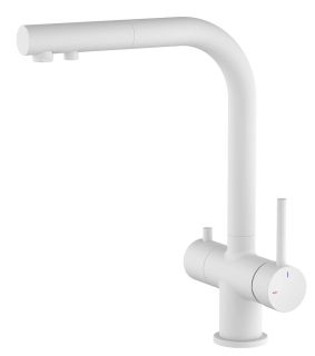 Смеситель для кухни Timo Saona 2356/16FL с подключением фильтра и выдвижной лейкой белый матовый